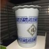 廠家直銷加厚高BB塑料花盆仿青花瓷花盆高直筒圓形帶花邊福字花盆