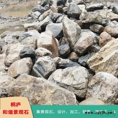 天然景觀石 園林工程用石爆破黃石假山石景墻石